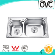 Reciclabilidad fácil de limpiar cocina de plata Fregadero de doble tazón Reciclaje fácil de limpiar cocina de plata Fregadero de doble tazón